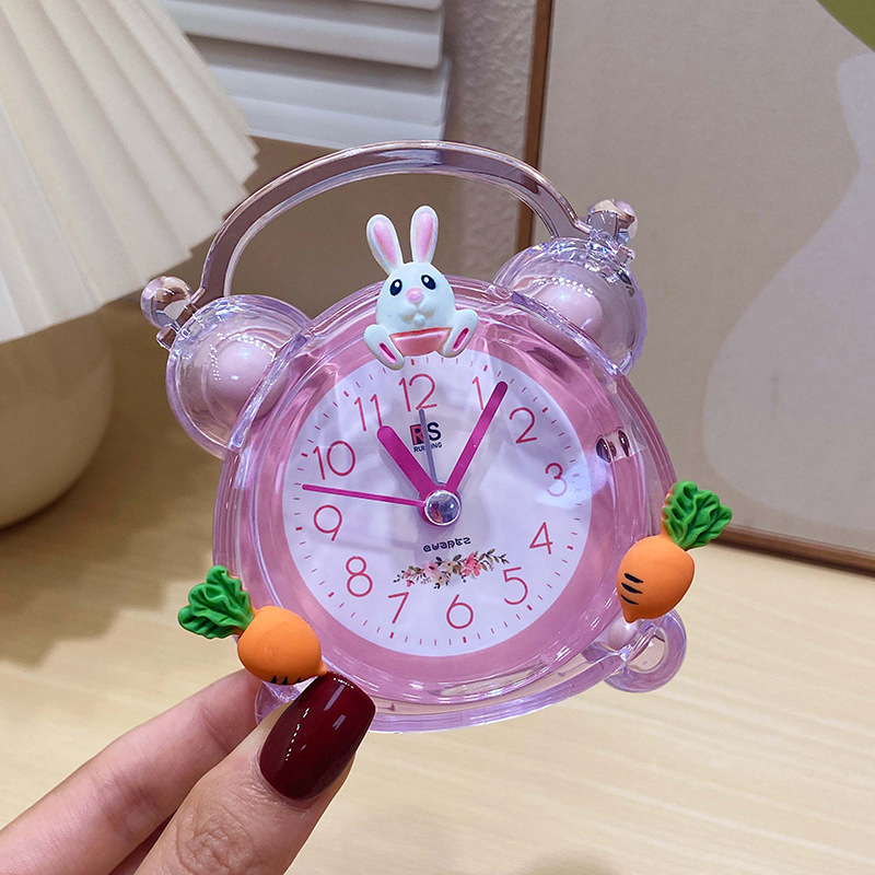 Íróasztali óra éjjeli fény funkcióval — Gyerekeknek szóló rajzfilm dizájn, műanyag tok és számlap, külső tápegység