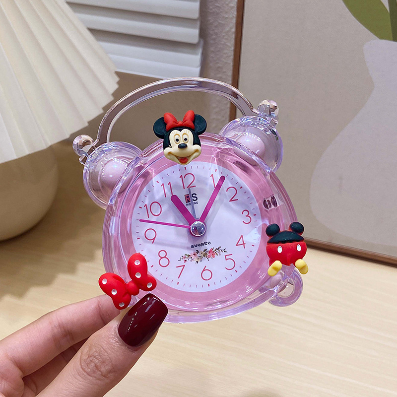 Íróasztali óra éjjeli fény funkcióval — Gyerekeknek szóló rajzfilm dizájn, műanyag tok és számlap, külső tápegység