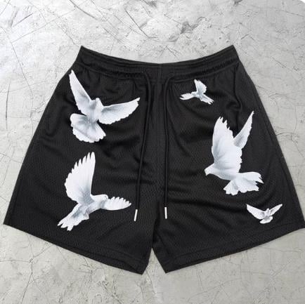 Krepšinio šortai, sportiniai, greitai džiūstantys, kvėpuojantys, išspausdinti, tiesus kirpimas (80% poliesteris; mikroelastinis)