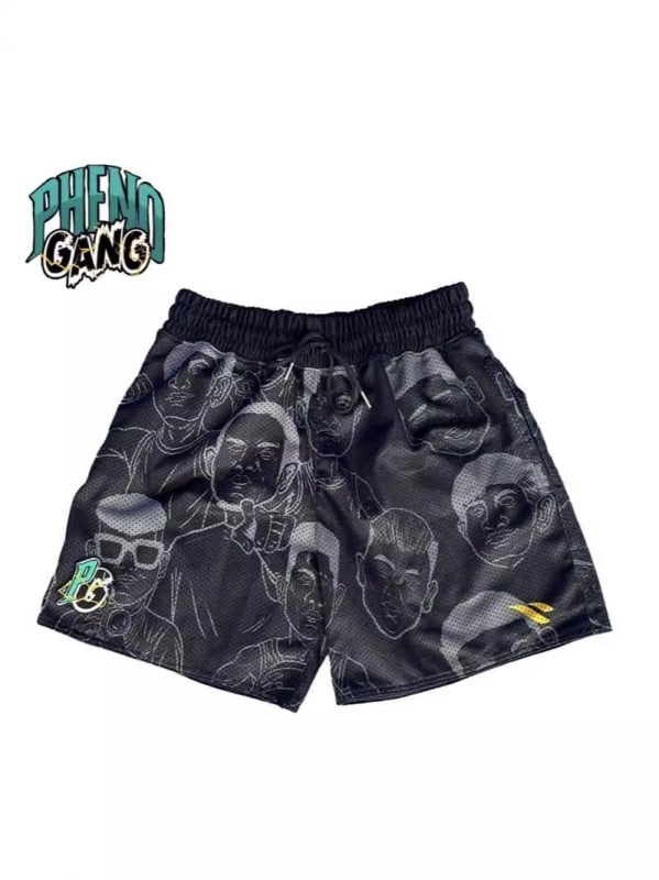 Krepšinio šortai, sportiniai, greitai džiūstantys, kvėpuojantys, išspausdinti, tiesus kirpimas (80% poliesteris; mikroelastinis)