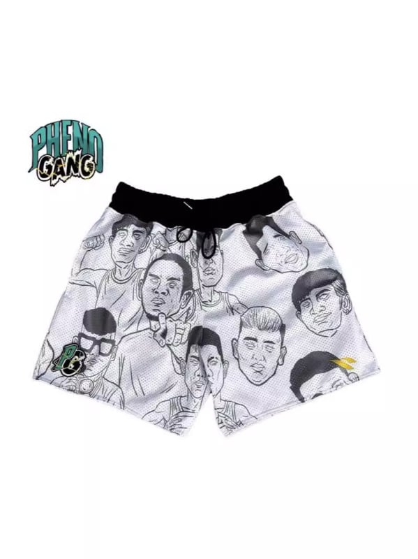 Krepšinio šortai, sportiniai, greitai džiūstantys, kvėpuojantys, išspausdinti, tiesus kirpimas (80% poliesteris; mikroelastinis)