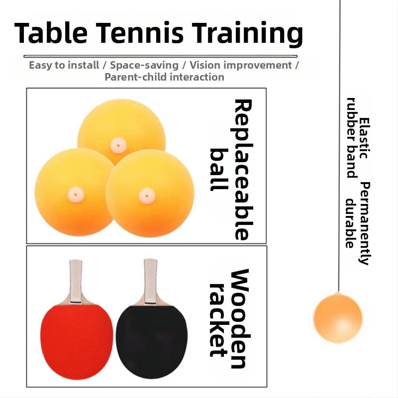 Rippuv laua-tennis treener - üksikmängija iseseisev treeningseade, PP-materjal, hõljuv treeningpall silmade treenimiseks lastele