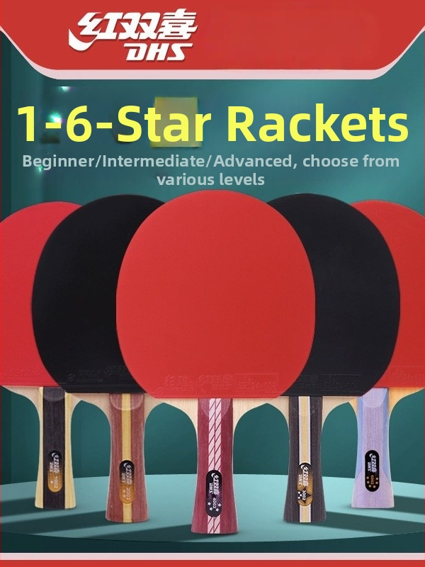 Dhs stalo teniso raketė — gryna mediena, klijus atspari guma, horizontinis smūgis, vienas komplektas