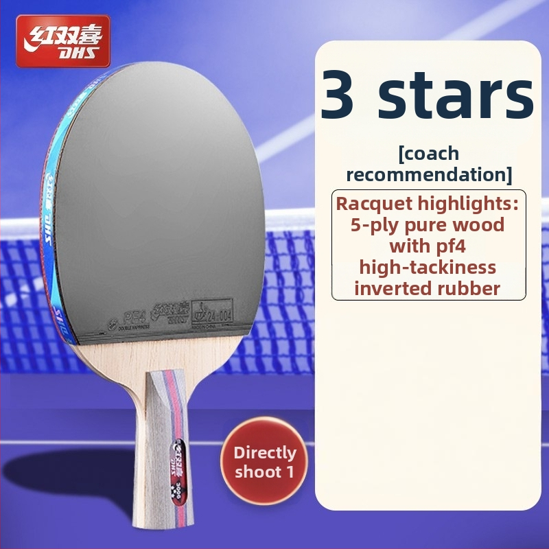 Dhs stalo teniso raketė — gryna mediena, klijus atspari guma, horizontinis smūgis, vienas komplektas