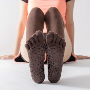 Moteriškos kelio aukštos jogos kojinės su penkiais pirštais, neslystantis, sugeria prakaitą, atsparumas trintims, storesnė medvilnė