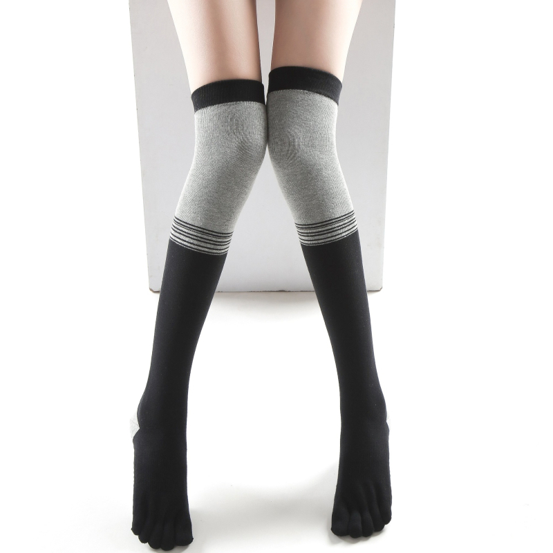 Moteriškos kelio aukštos jogos kojinės su penkiais pirštais, neslystantis, sugeria prakaitą, atsparumas trintims, storesnė medvilnė