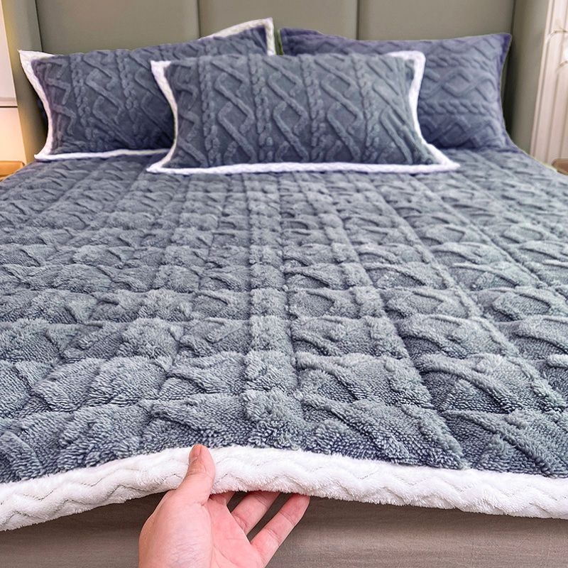 Jesensko-zimski komplet posteljine od mliječnog velura, anti-slip, za jednokrevetne i dvokrevetne krevete, s fleeceom, veličina 180x200-220 cm