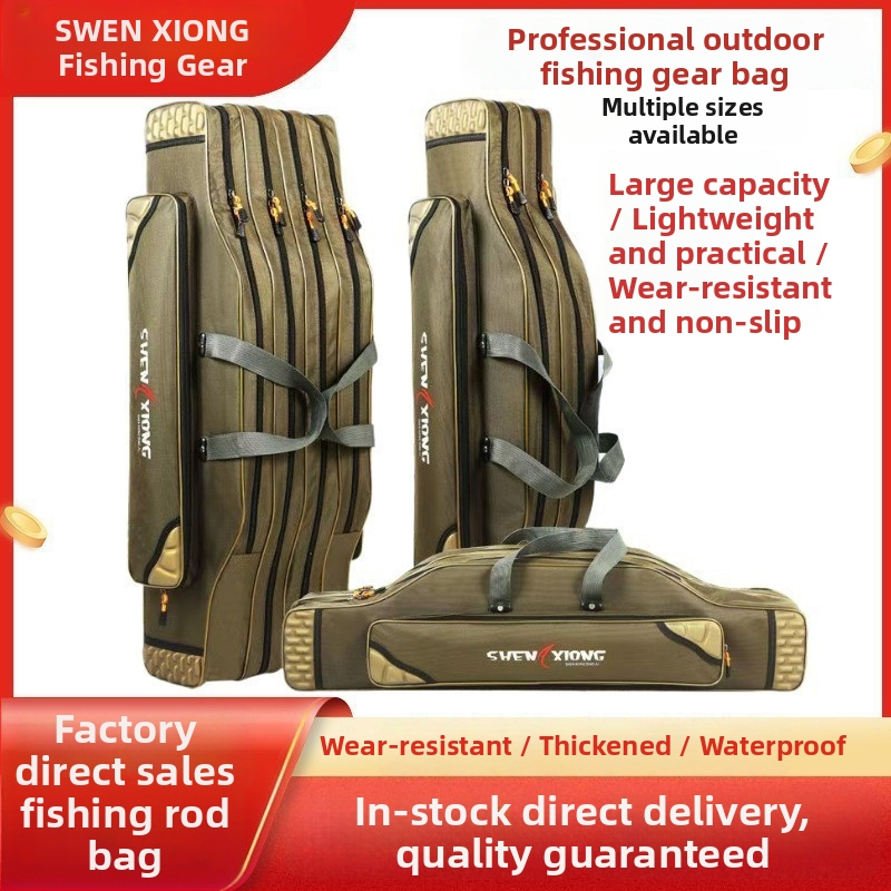 Torba za štapove Shuiyijia – ojačana, vodootporna, trostruka sloj od Oxford platna, pretinci za mamac, najlon, štap i navijač