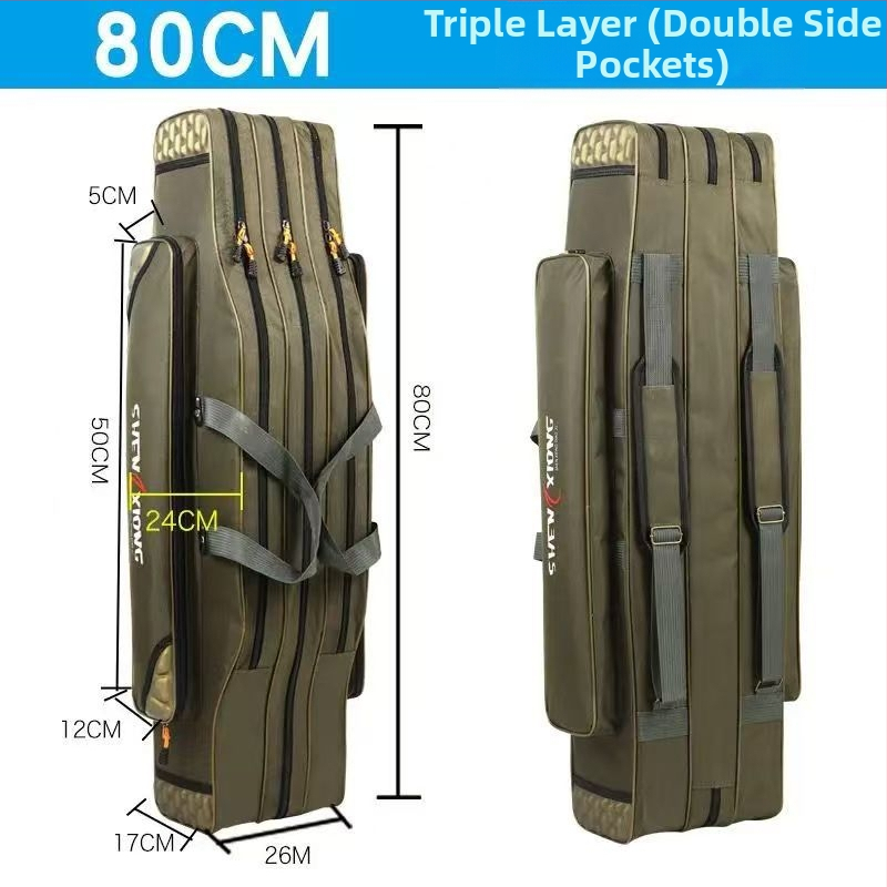 Torba za štapove Shuiyijia – ojačana, vodootporna, trostruka sloj od Oxford platna, pretinci za mamac, najlon, štap i navijač