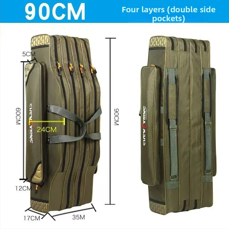 Torba za štapove Shuiyijia – ojačana, vodootporna, trostruka sloj od Oxford platna, pretinci za mamac, najlon, štap i navijač