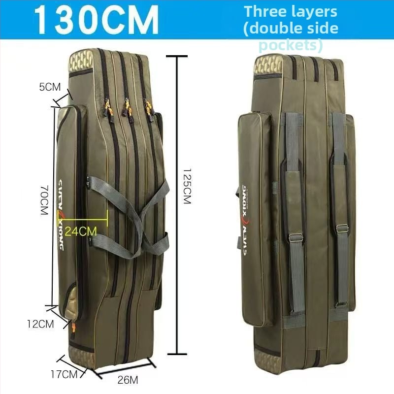Torba za štapove Shuiyijia – ojačana, vodootporna, trostruka sloj od Oxford platna, pretinci za mamac, najlon, štap i navijač