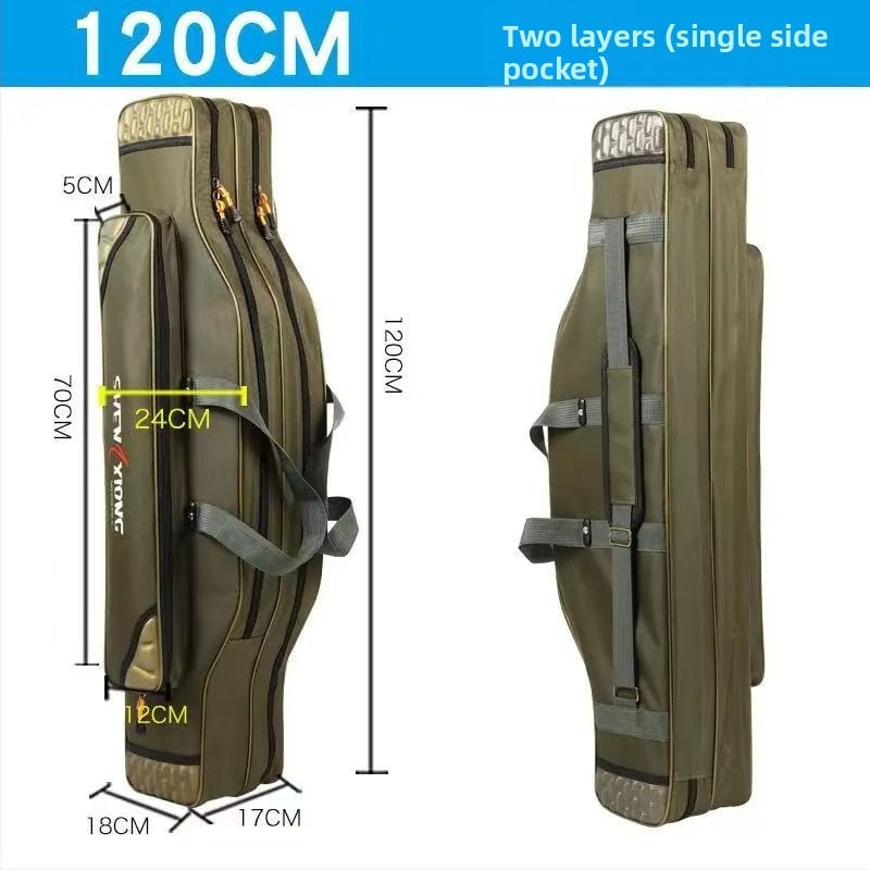 Torba za štapove Shuiyijia – ojačana, vodootporna, trostruka sloj od Oxford platna, pretinci za mamac, najlon, štap i navijač