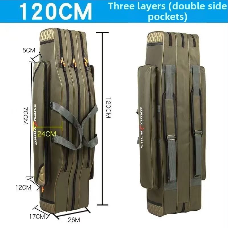 Torba za štapove Shuiyijia – ojačana, vodootporna, trostruka sloj od Oxford platna, pretinci za mamac, najlon, štap i navijač