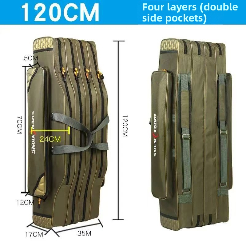 Torba za štapove Shuiyijia – ojačana, vodootporna, trostruka sloj od Oxford platna, pretinci za mamac, najlon, štap i navijač