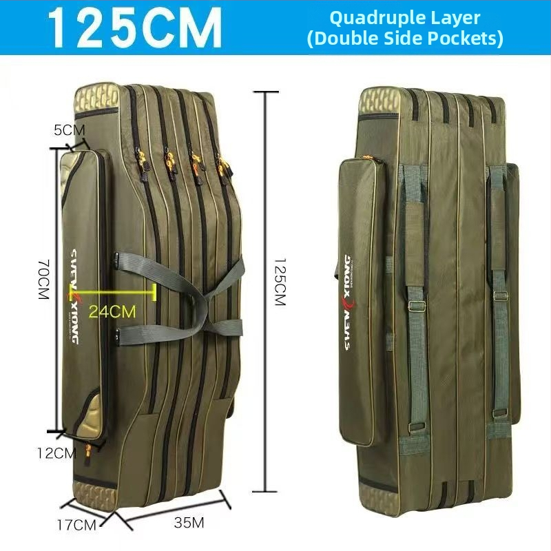 Torba za štapove Shuiyijia – ojačana, vodootporna, trostruka sloj od Oxford platna, pretinci za mamac, najlon, štap i navijač