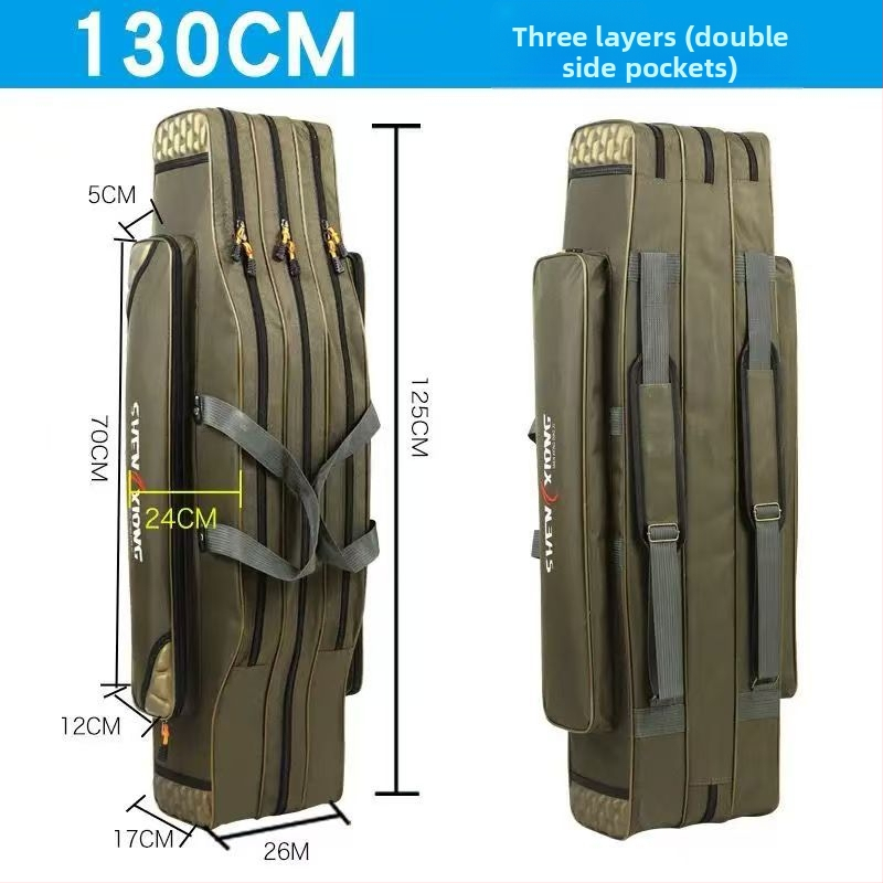 Torba za štapove Shuiyijia – ojačana, vodootporna, trostruka sloj od Oxford platna, pretinci za mamac, najlon, štap i navijač