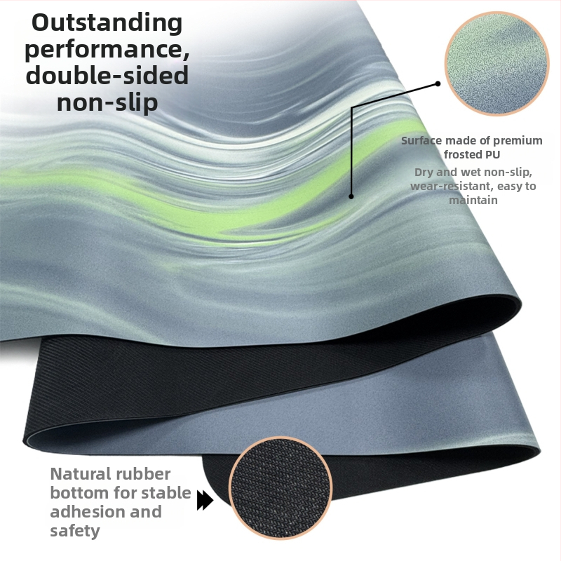 Йога постелка от матово PU и естествен каучук, нехлъзгаща повърхност, модел с ивици, тегло 2,9 кг, дебелина 5 мм