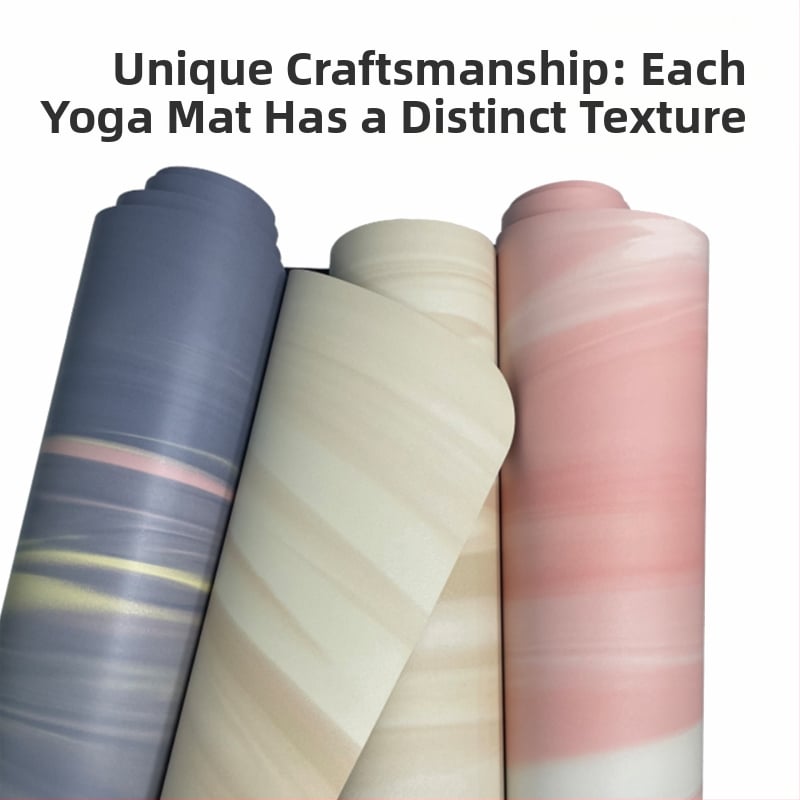 Йога постелка от матово PU и естествен каучук, нехлъзгаща повърхност, модел с ивици, тегло 2,9 кг, дебелина 5 мм