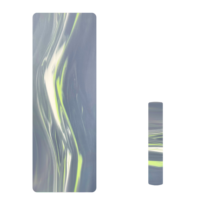 Йога постелка от матово PU и естествен каучук, нехлъзгаща повърхност, модел с ивици, тегло 2,9 кг, дебелина 5 мм