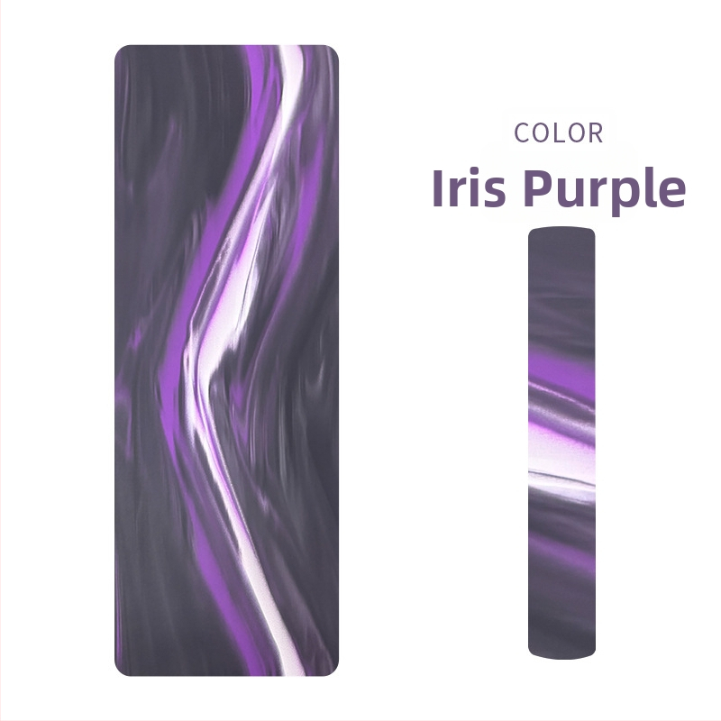 Йога постелка от матово PU и естествен каучук, нехлъзгаща повърхност, модел с ивици, тегло 2,9 кг, дебелина 5 мм