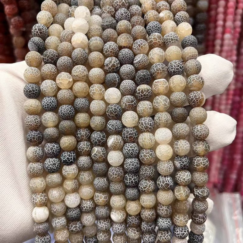 Prirodne agatne perle s uzorkom zmaja, okrugle 8 mm, za DIY nakit – komponente za narukvicu i ogrlicu