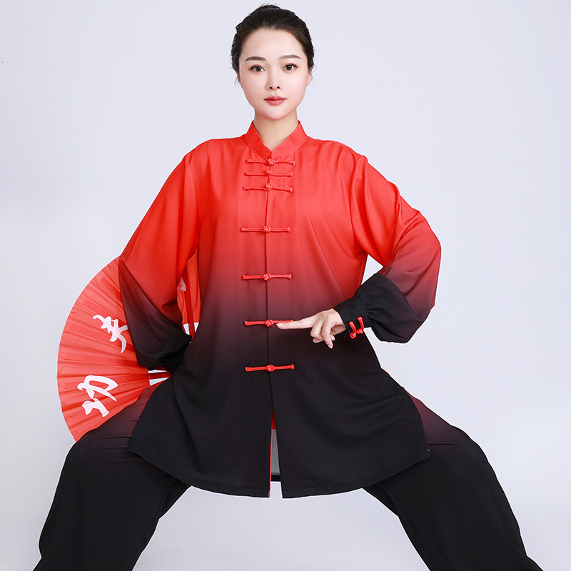 Tai Chi trening odijelo s gradijentom boja, natjecateljska kvaliteta, borilačka odjeća za proljeće i jesen, zelena