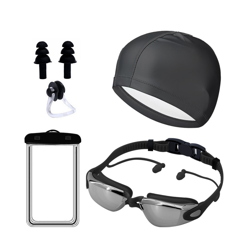 Pieaugušo peldēšanas briļļu komplekts ar pret miglošanu un PC lēcām