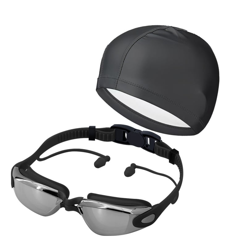 Pieaugušo peldēšanas briļļu komplekts ar pret miglošanu un PC lēcām