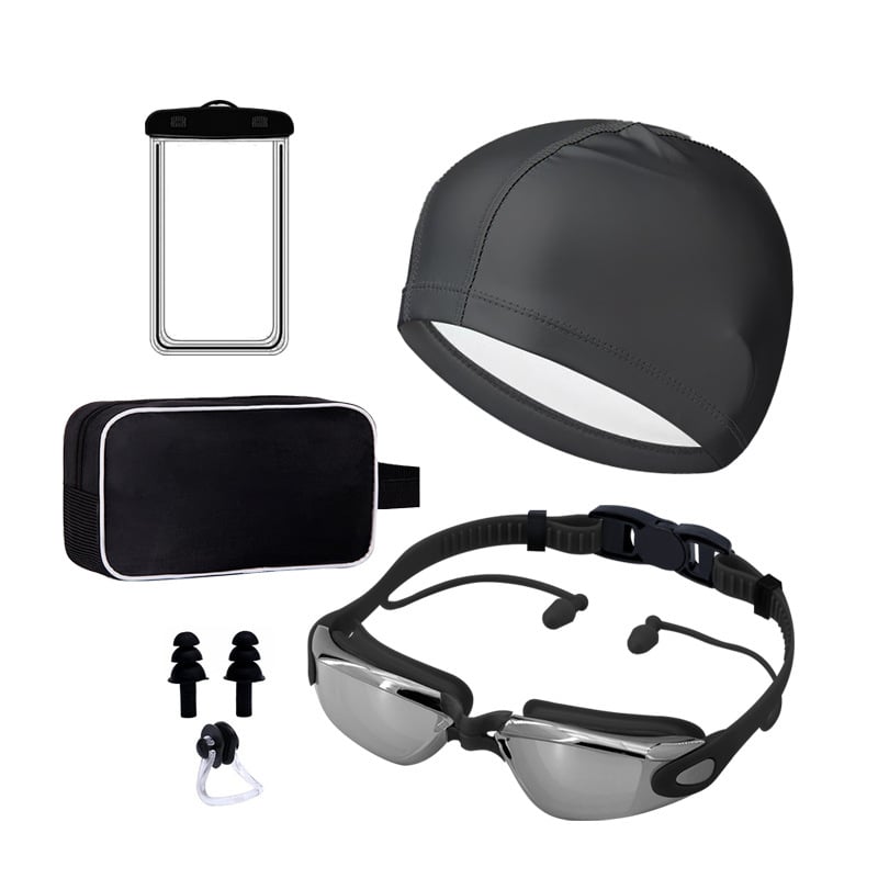 Pieaugušo peldēšanas briļļu komplekts ar pret miglošanu un PC lēcām