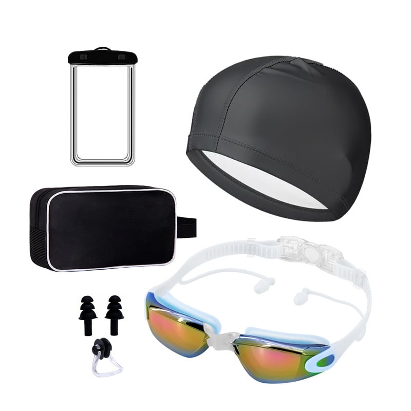 Pieaugušo peldēšanas briļļu komplekts ar pret miglošanu un PC lēcām
