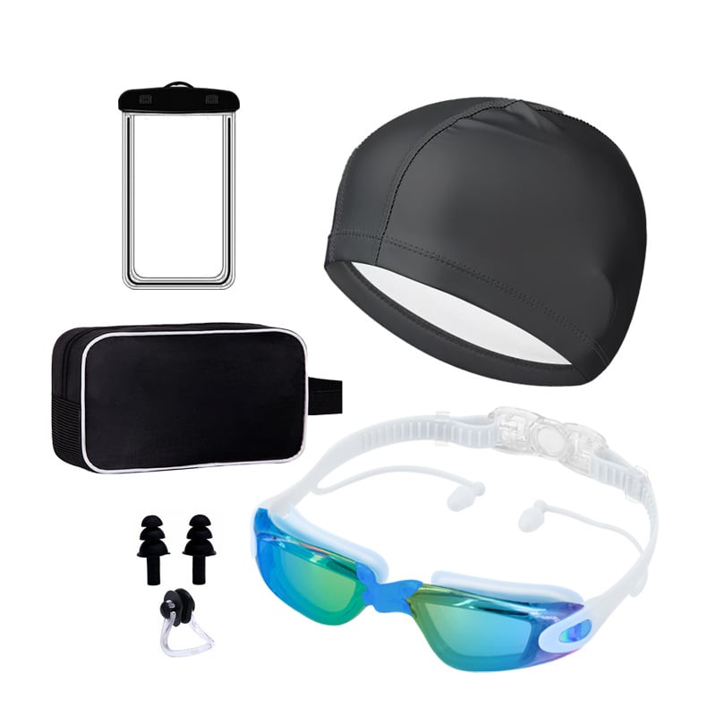 Pieaugušo peldēšanas briļļu komplekts ar pret miglošanu un PC lēcām