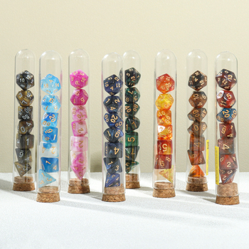 7-dijelni akrilni višefacetni set kockica za stolne RPG (D&D)
