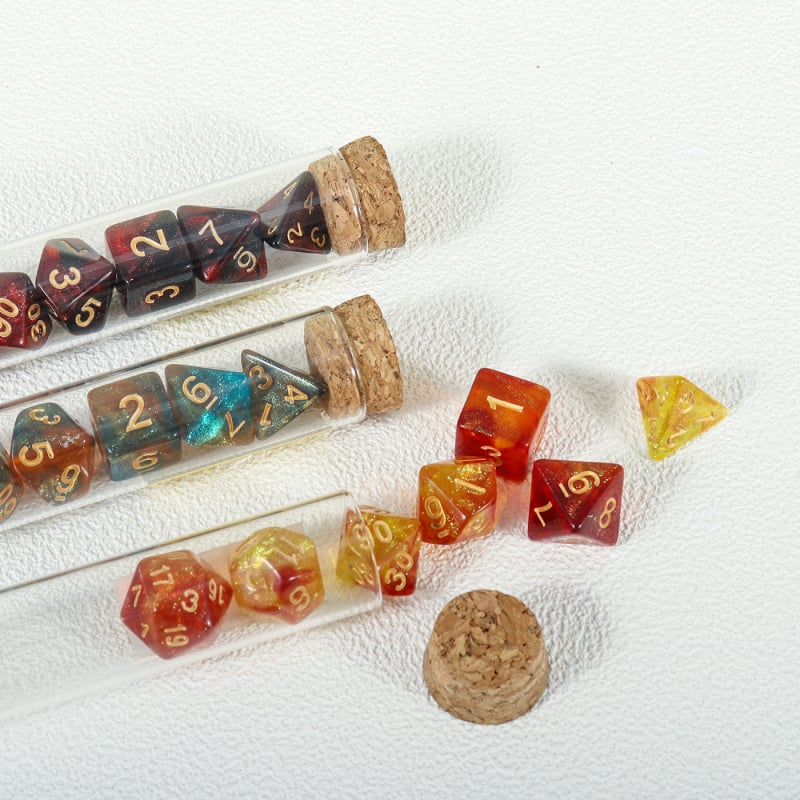 7-dijelni akrilni višefacetni set kockica za stolne RPG (D&D)