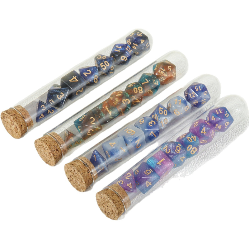 7-dijelni akrilni višefacetni set kockica za stolne RPG (D&D)