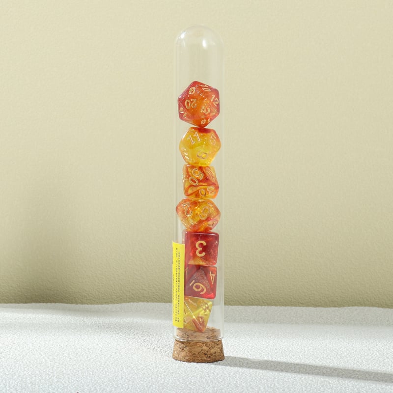 7-dijelni akrilni višefacetni set kockica za stolne RPG (D&D)