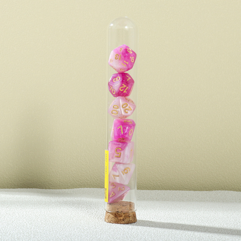 7-dijelni akrilni višefacetni set kockica za stolne RPG (D&D)