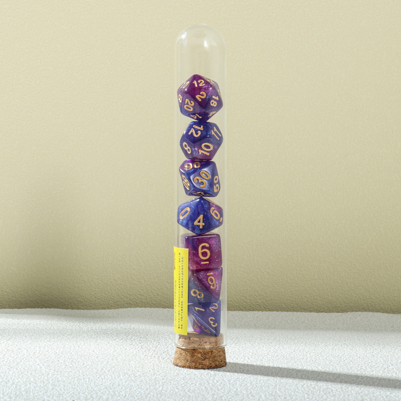7-dijelni akrilni višefacetni set kockica za stolne RPG (D&D)