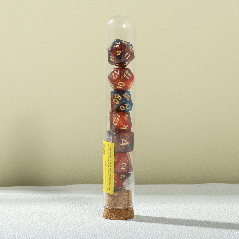 7-dijelni akrilni višefacetni set kockica za stolne RPG (D&D)