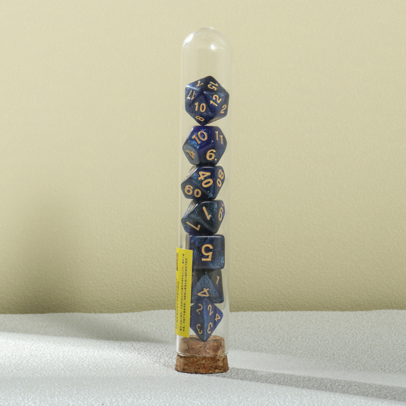 7-dijelni akrilni višefacetni set kockica za stolne RPG (D&D)