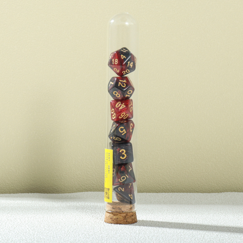 7-dijelni akrilni višefacetni set kockica za stolne RPG (D&D)