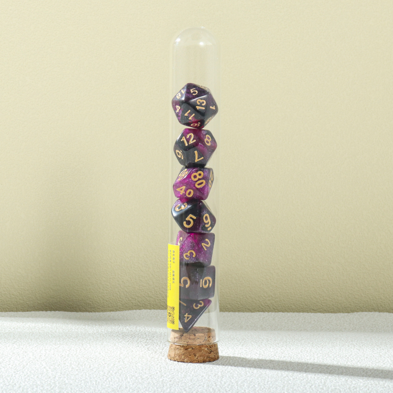 7-dijelni akrilni višefacetni set kockica za stolne RPG (D&D)