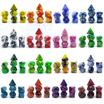 Elegantni set od 7 kockica za D&D, akrilne poliedrične kocke s zaobljenim kutovima za stolne RPG