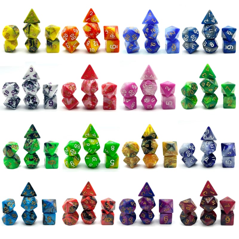 Elegantni set od 7 kockica za D&D, akrilne poliedrične kocke s zaobljenim kutovima za stolne RPG