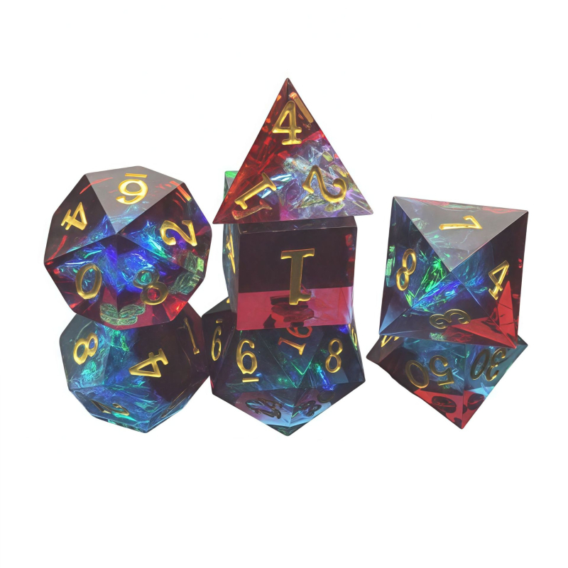 Kocke od epoksidne smole sa oštrim kutovima, više-uglačne za RPG stolne igre (set od 200 kom.)