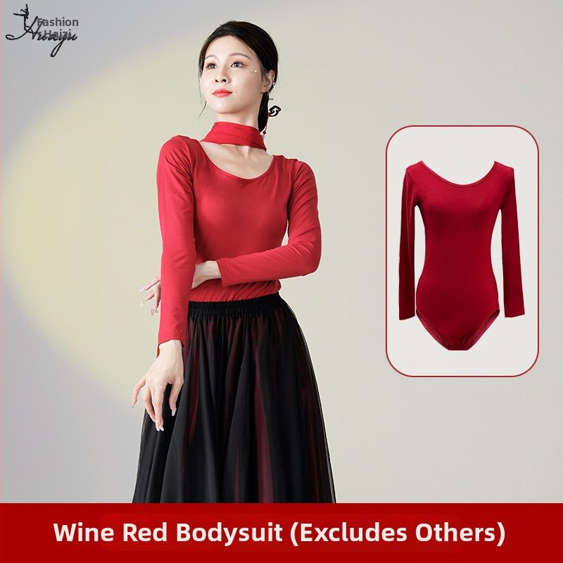 Šokių kostiumas klasikinio kinų etninio stiliaus šokiams, ilgas plaukiantis suknelės komplektas, Modal + Tencel Wrinkle audinys, 30% medvilnė