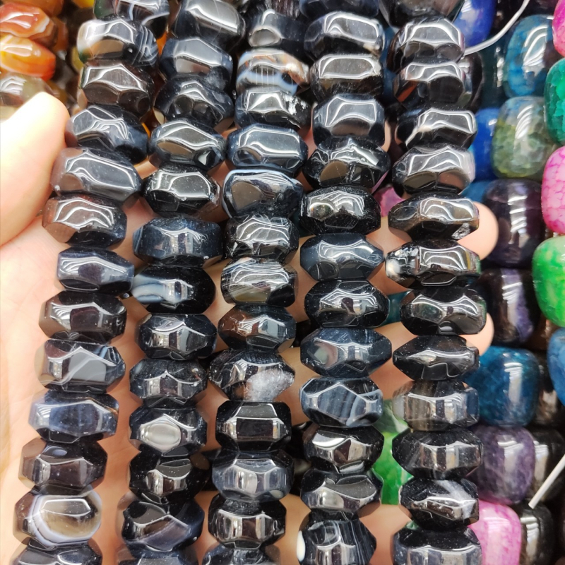 Achatne slobodne perle, velike kuglice, s izrezanim površinama, poluproizvodi za DIY nakit