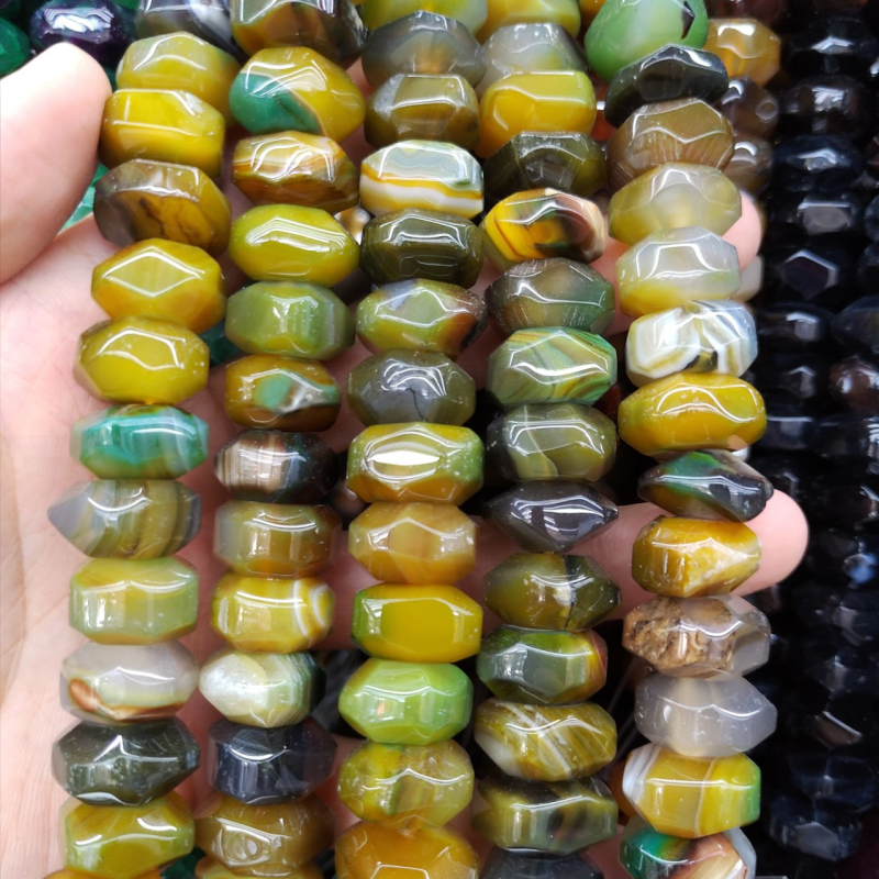Achatne slobodne perle, velike kuglice, s izrezanim površinama, poluproizvodi za DIY nakit