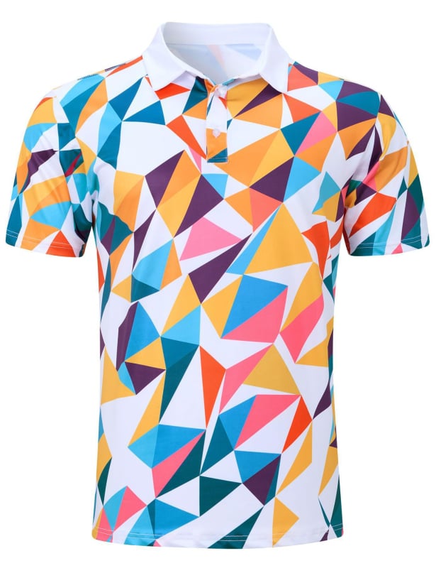 Vyrų polo marškinėliai, gėlių spausdinimas, trumpomis rankovėmis, skaitmeninis spausdinimas, poliesteris