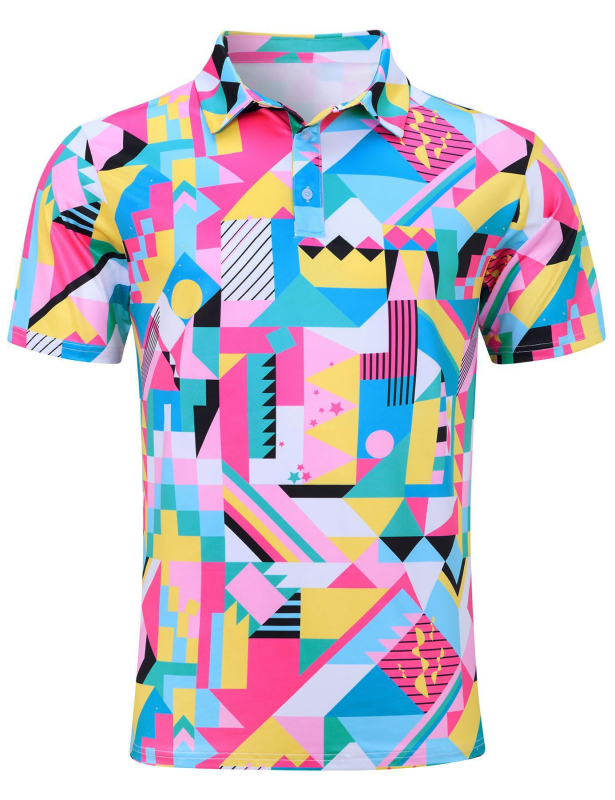 Vyrų polo marškinėliai, gėlių spausdinimas, trumpomis rankovėmis, skaitmeninis spausdinimas, poliesteris