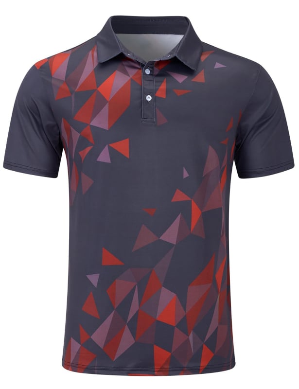 Vyrų polo marškinėliai, gėlių spausdinimas, trumpomis rankovėmis, skaitmeninis spausdinimas, poliesteris